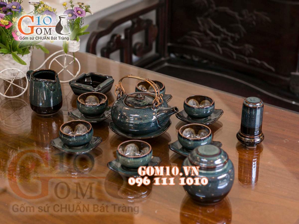Bộ ấm chén men hoả biến rêu - chén lòng hoa đầy đủ phụ kiện Bộ ấm chén men hoả biến rêu - chén lòng hoa đầy đủ phụ kiện