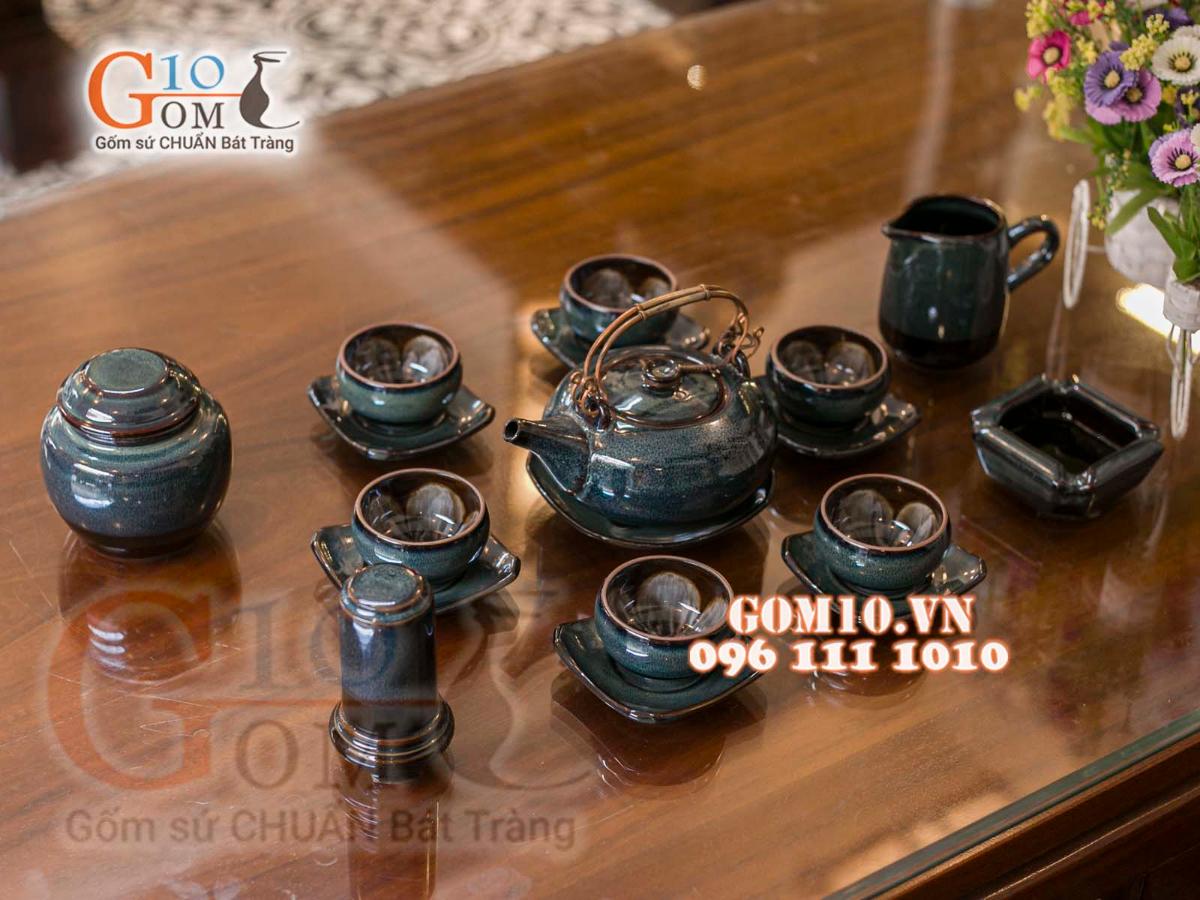 Bộ ấm chén men hoả biến rêu - chén lòng hoa đầy đủ phụ kiện Bộ ấm chén men hoả biến rêu - chén lòng hoa đầy đủ phụ kiện