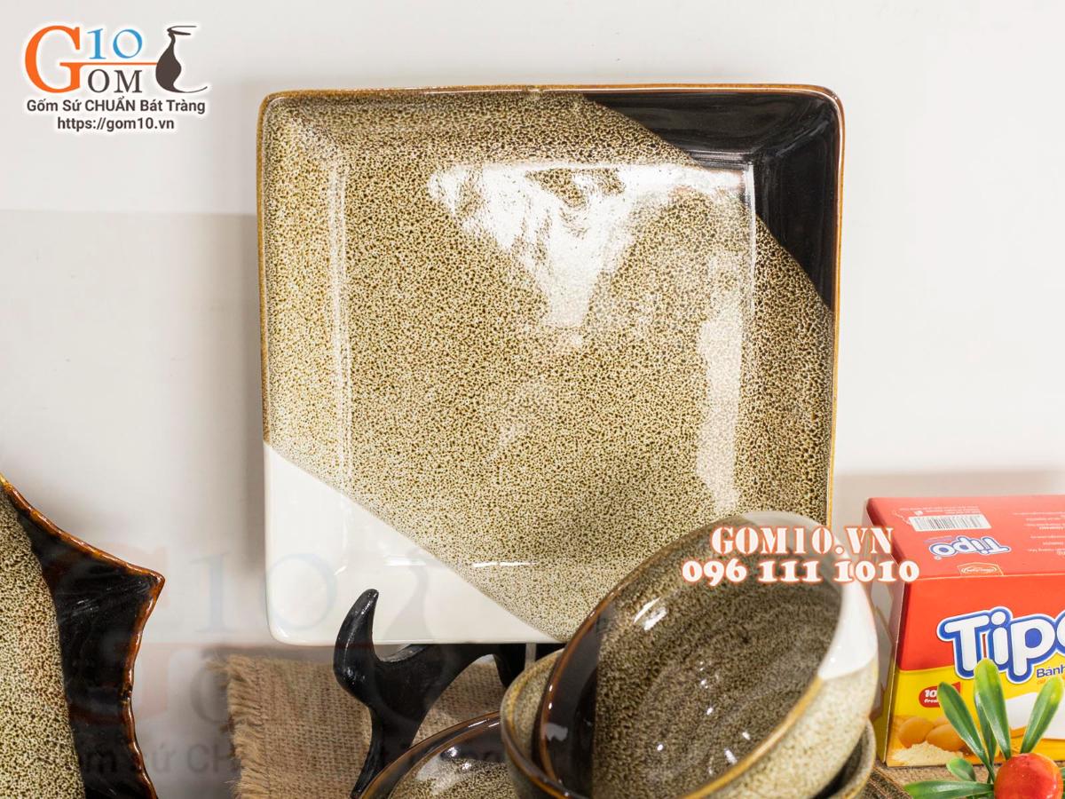 Bộ đồ ăn men hỏa biến gấm vàng Cát Tường, 15 chi tiết Bộ đồ ăn men hỏa biến gấm vàng Cát Tường, 15 chi tiết