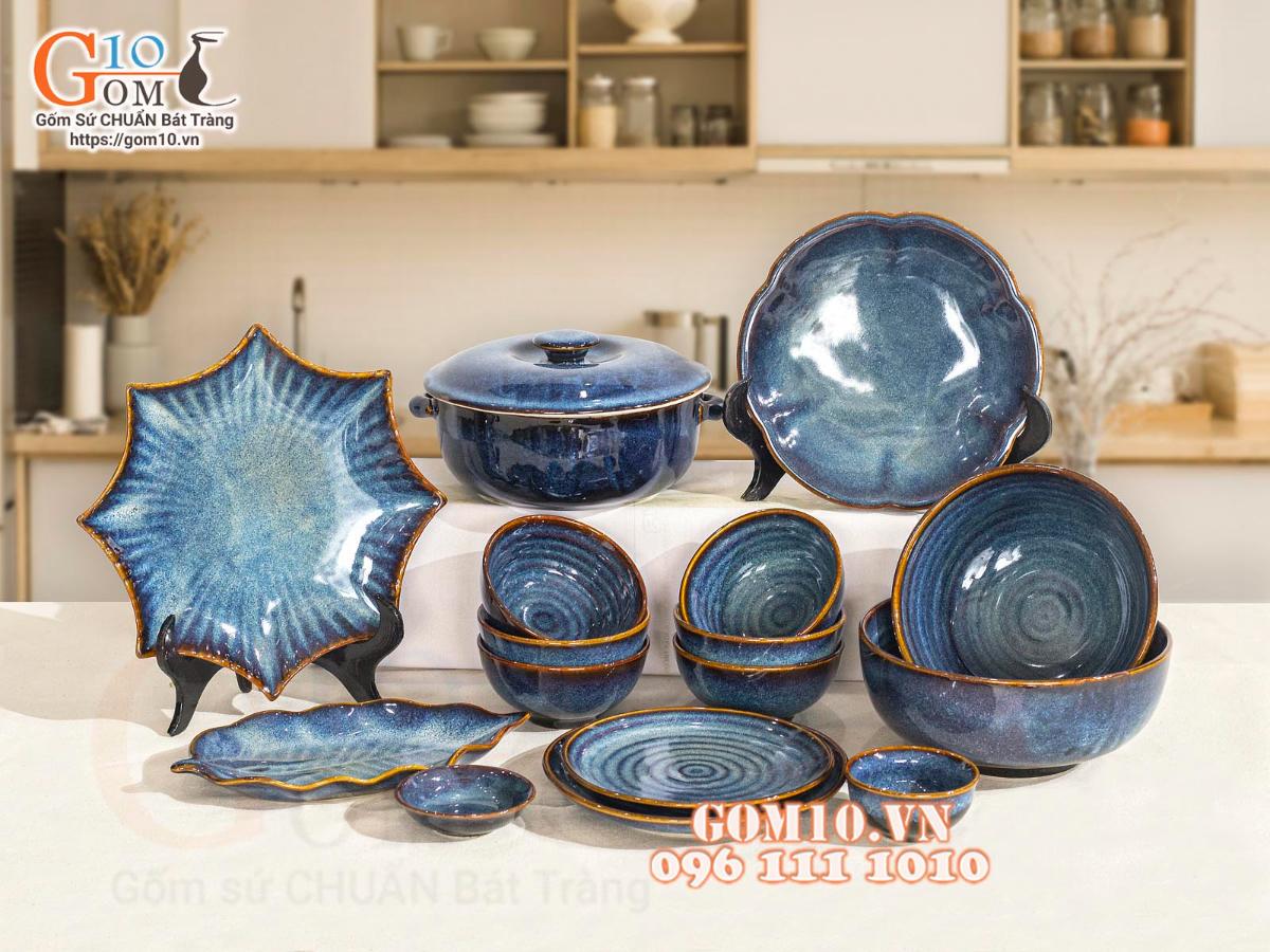 Bộ đồ ăn men hỏa biến thiên hà, 16 chi tiết Bộ đồ ăn men hỏa biến thiên hà, 16 chi tiết