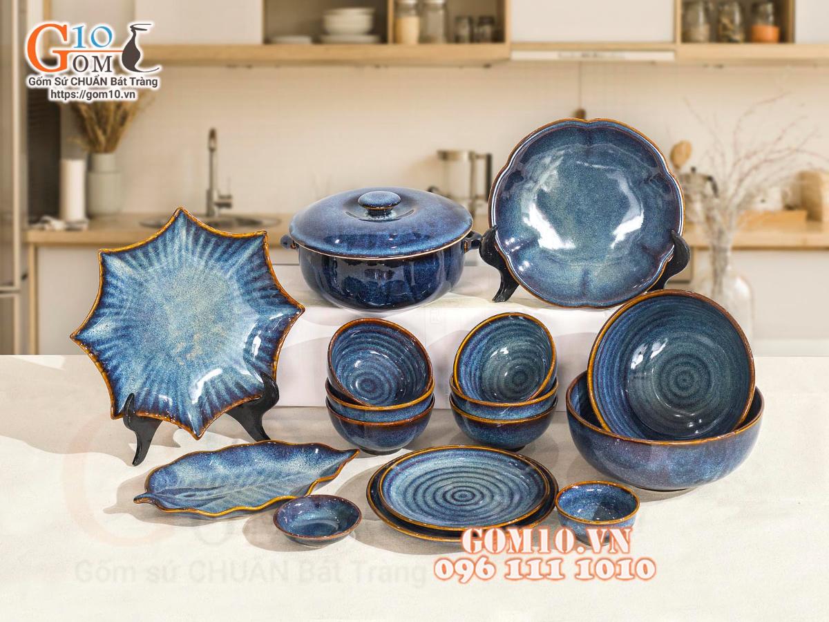 Bộ đồ ăn men hỏa biến thiên hà, 16 chi tiết Bộ đồ ăn men hỏa biến thiên hà, 16 chi tiết