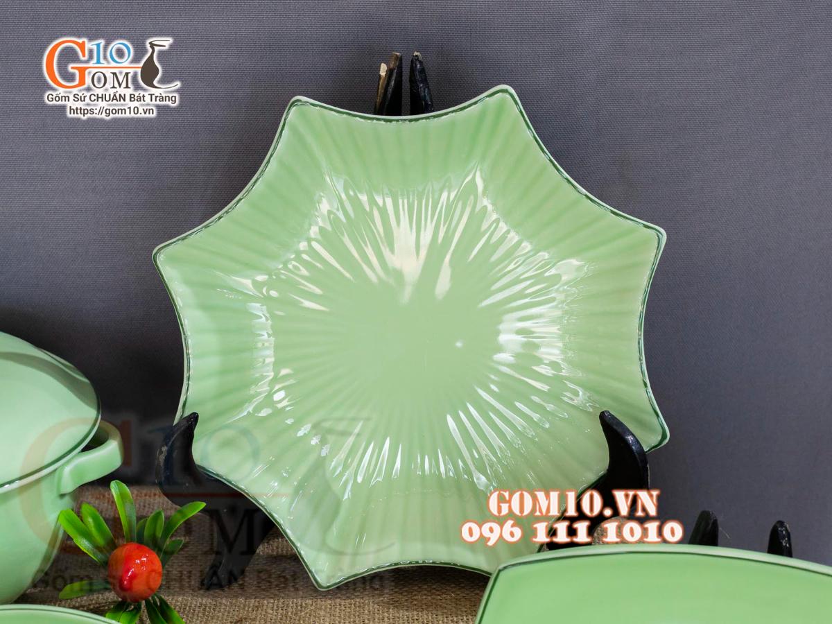 Bộ đồ ăn men ngọc, chỉ xanh Bộ đồ ăn men ngọc, chỉ xanh