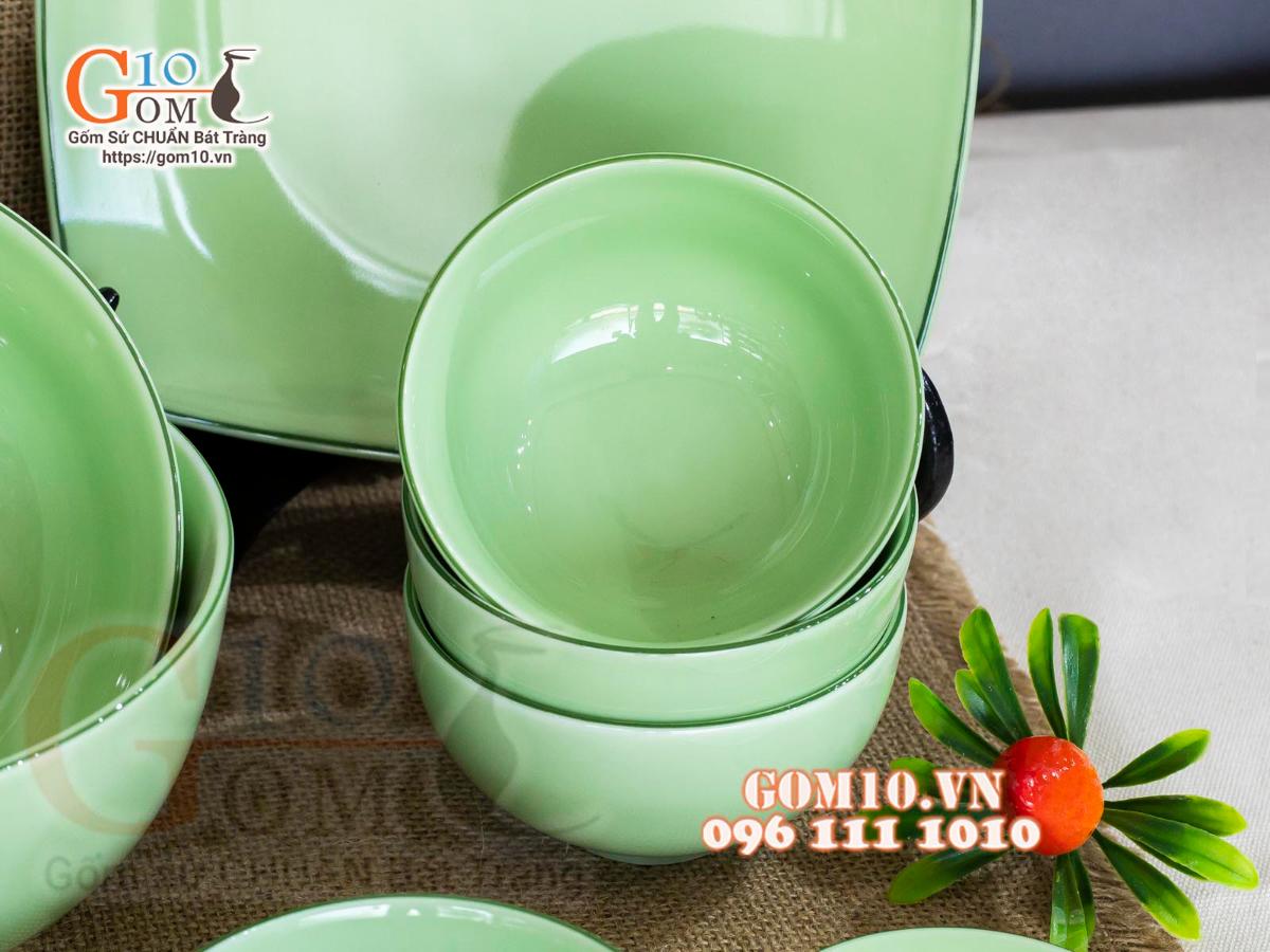 Bộ đồ ăn men ngọc, chỉ xanh