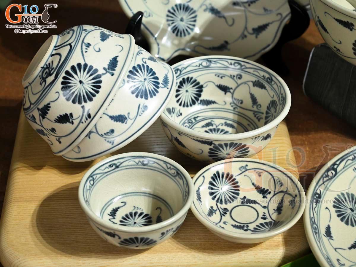 Bộ đồ ăn men rạn họa tiết hoa cúc, 17 chi tiết Bộ đồ ăn men rạn họa tiết hoa cúc, 17 chi tiết