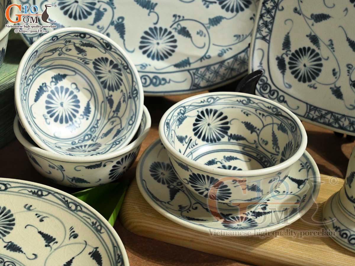 Bộ đồ ăn men rạn họa tiết hoa cúc, 17 chi tiết Bộ đồ ăn men rạn họa tiết hoa cúc, 17 chi tiết