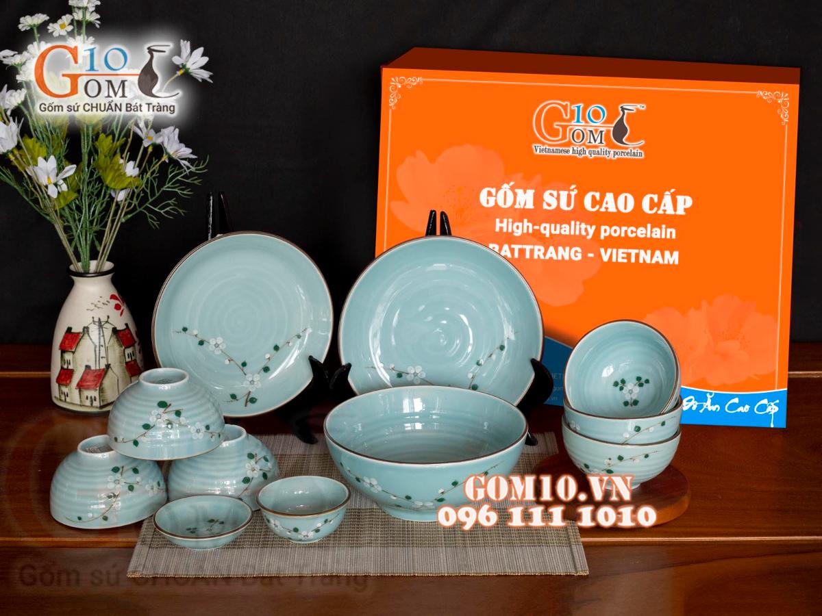 Bộ đồ ăn Ngọc Thanh Dương vẽ hoa Đào trắng, 11 chi tiết Bộ đồ ăn Ngọc Thanh Dương vẽ hoa Đào trắng, 11 chi tiết