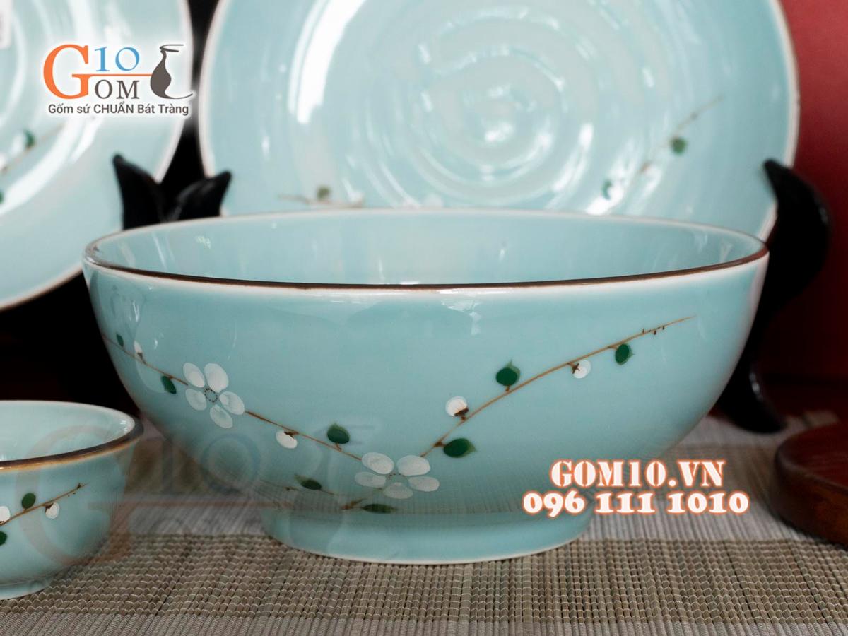 Bộ đồ ăn Ngọc Thanh Dương vẽ hoa Đào trắng, 11 chi tiết Bộ đồ ăn Ngọc Thanh Dương vẽ hoa Đào trắng, 11 chi tiết