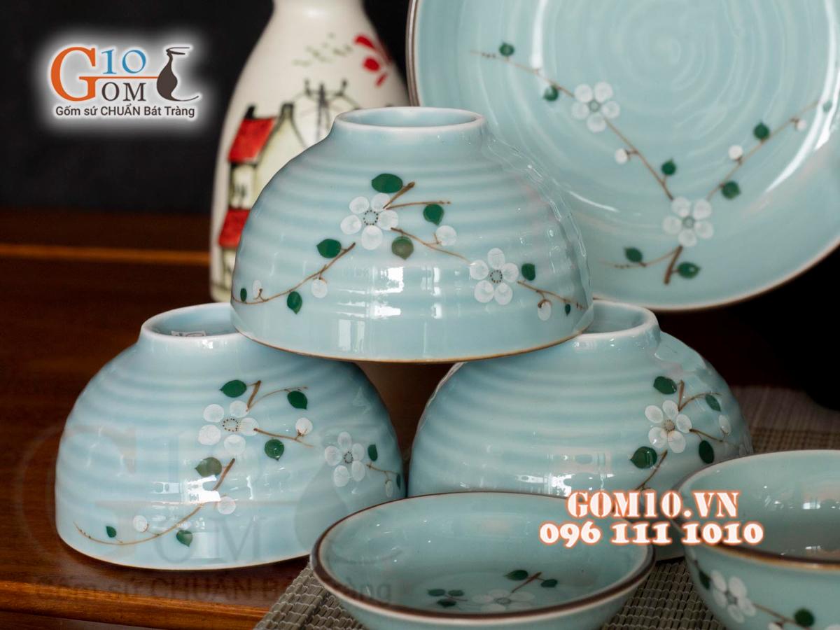 Bộ đồ ăn Ngọc Thanh Dương vẽ hoa Đào trắng, 11 chi tiết Bộ đồ ăn Ngọc Thanh Dương vẽ hoa Đào trắng, 11 chi tiết