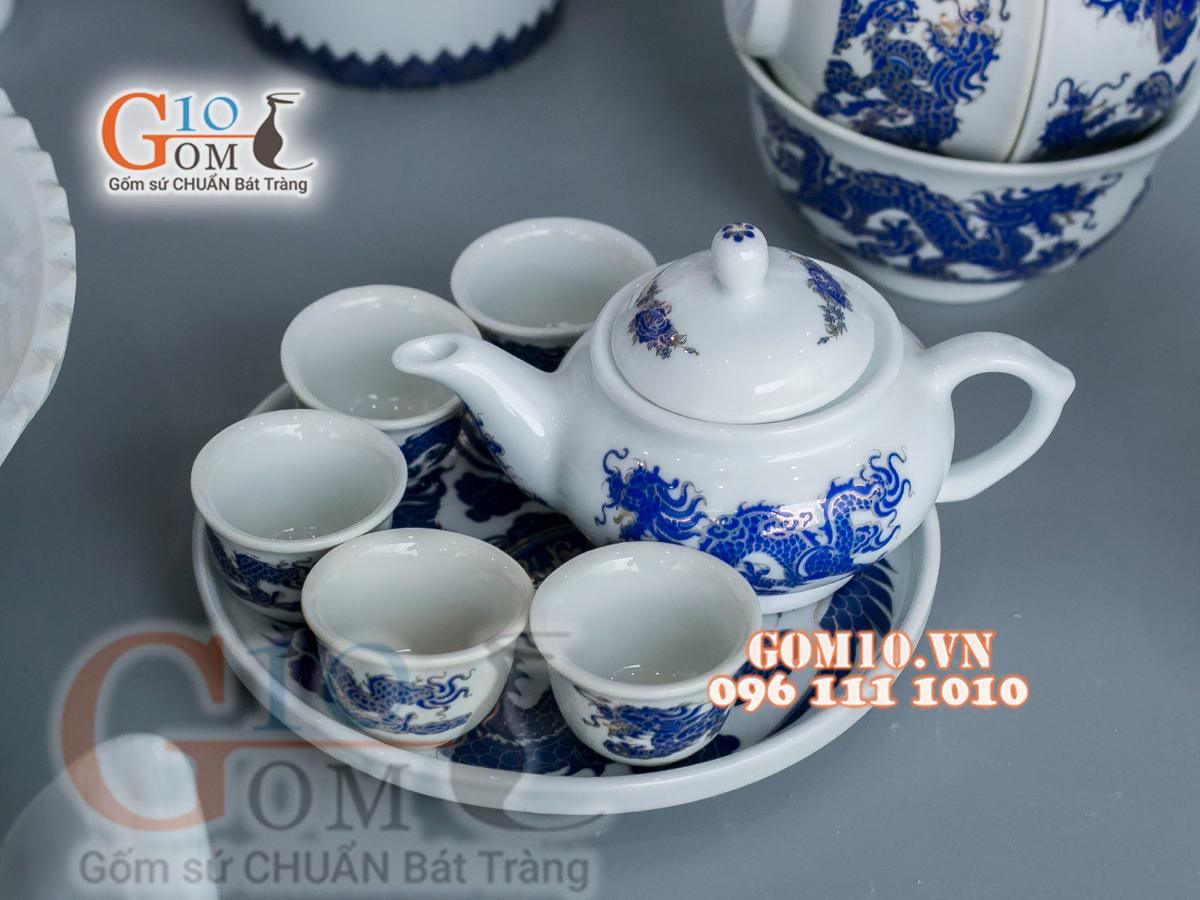 Bộ đồ thờ họa tiết Rồng Phúc Lộc Thọ xanh kim đầy đủ Bộ đồ thờ họa tiết Rồng Phúc Lộc Thọ xanh kim đầy đủ