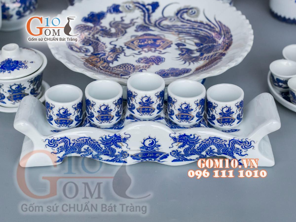 Bộ đồ thờ họa tiết Rồng Phúc Lộc Thọ xanh kim đầy đủ Bộ đồ thờ họa tiết Rồng Phúc Lộc Thọ xanh kim đầy đủ