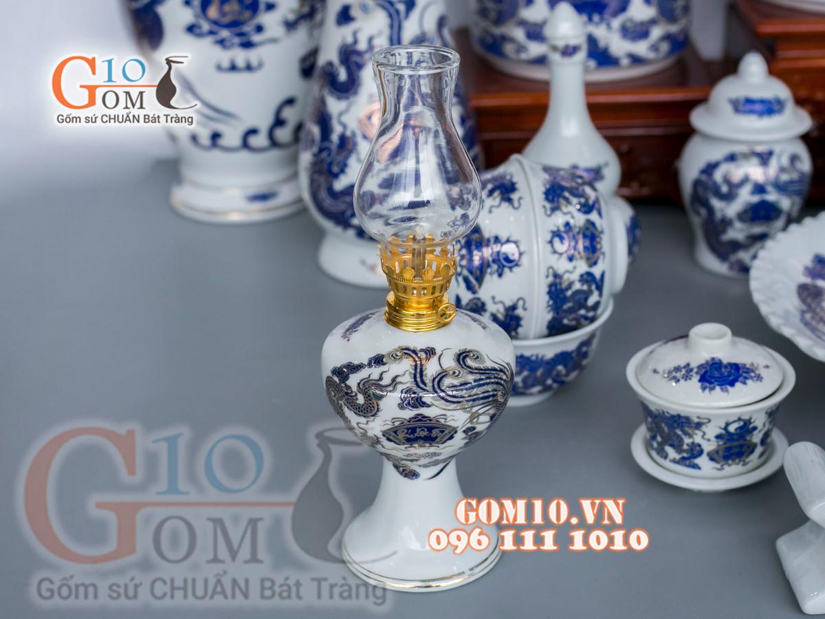 Bộ đồ thờ họa tiết Rồng Phúc Lộc Thọ xanh kim đầy đủ Bộ đồ thờ họa tiết Rồng Phúc Lộc Thọ xanh kim đầy đủ