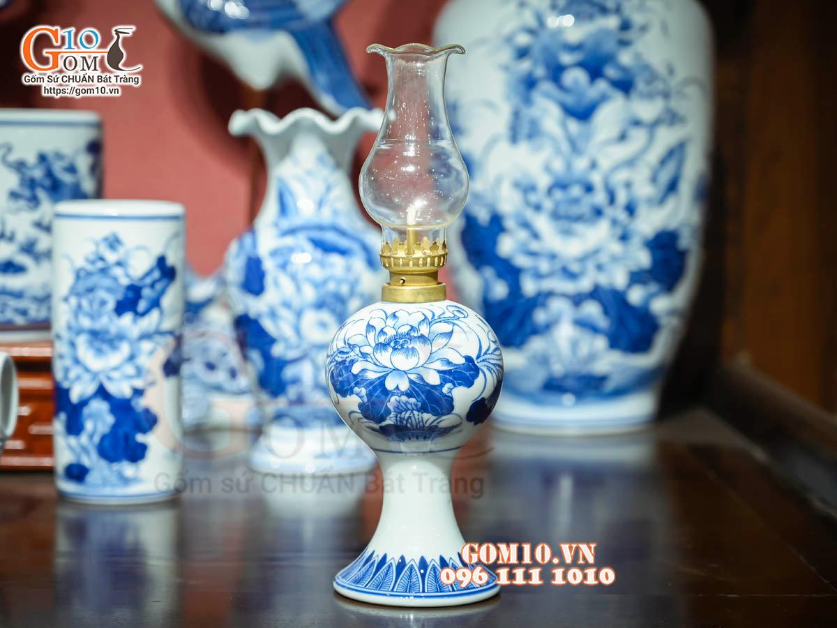 Bộ đồ thờ Như Ý Cát Tường men lam cổ cao cấp 05, cả đỉnh hạc Bộ đồ thờ Như Ý Cát Tường men lam cổ cao cấp 05, cả đỉnh hạc