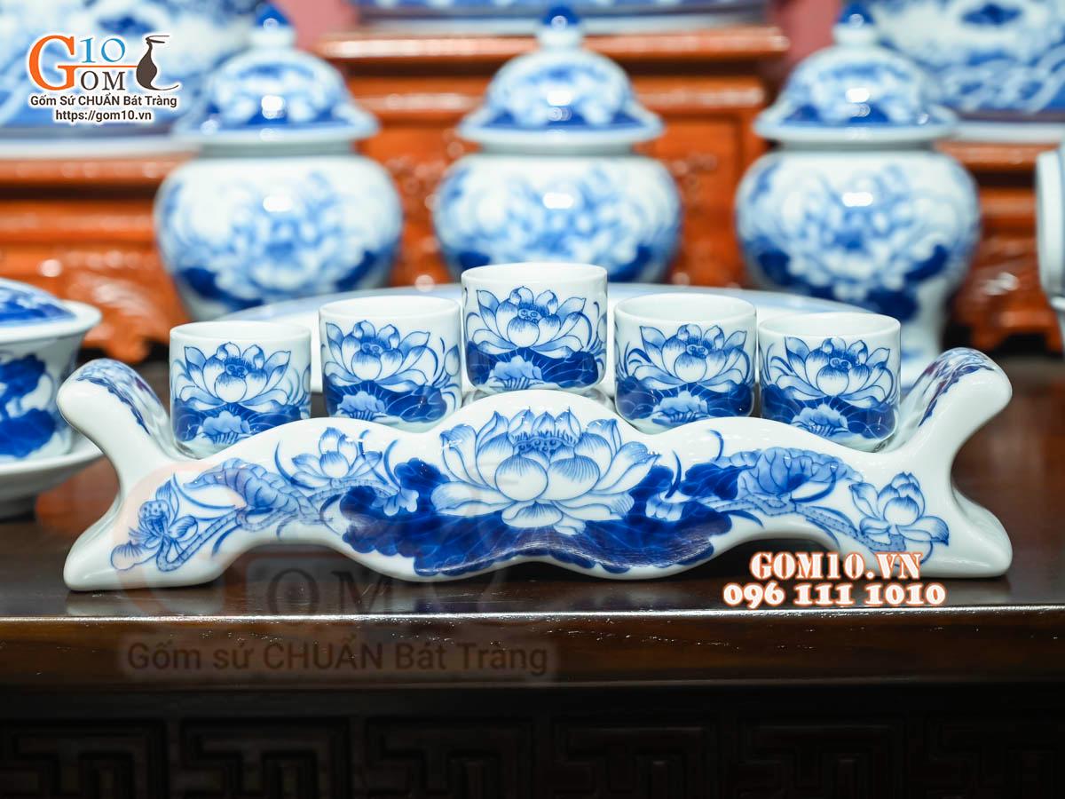 Bộ đồ thờ Như Ý Cát Tường men lam cổ cao cấp 05, cả đỉnh hạc Bộ đồ thờ Như Ý Cát Tường men lam cổ cao cấp 05, cả đỉnh hạc