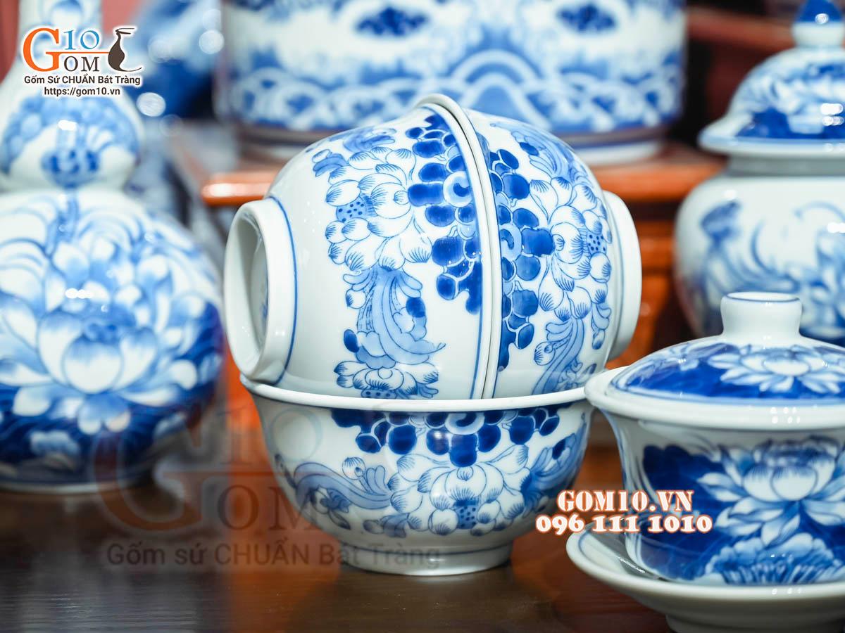 Bộ đồ thờ Như Ý Cát Tường men lam cổ cao cấp 05, cả đỉnh hạc Bộ đồ thờ Như Ý Cát Tường men lam cổ cao cấp 05, cả đỉnh hạc