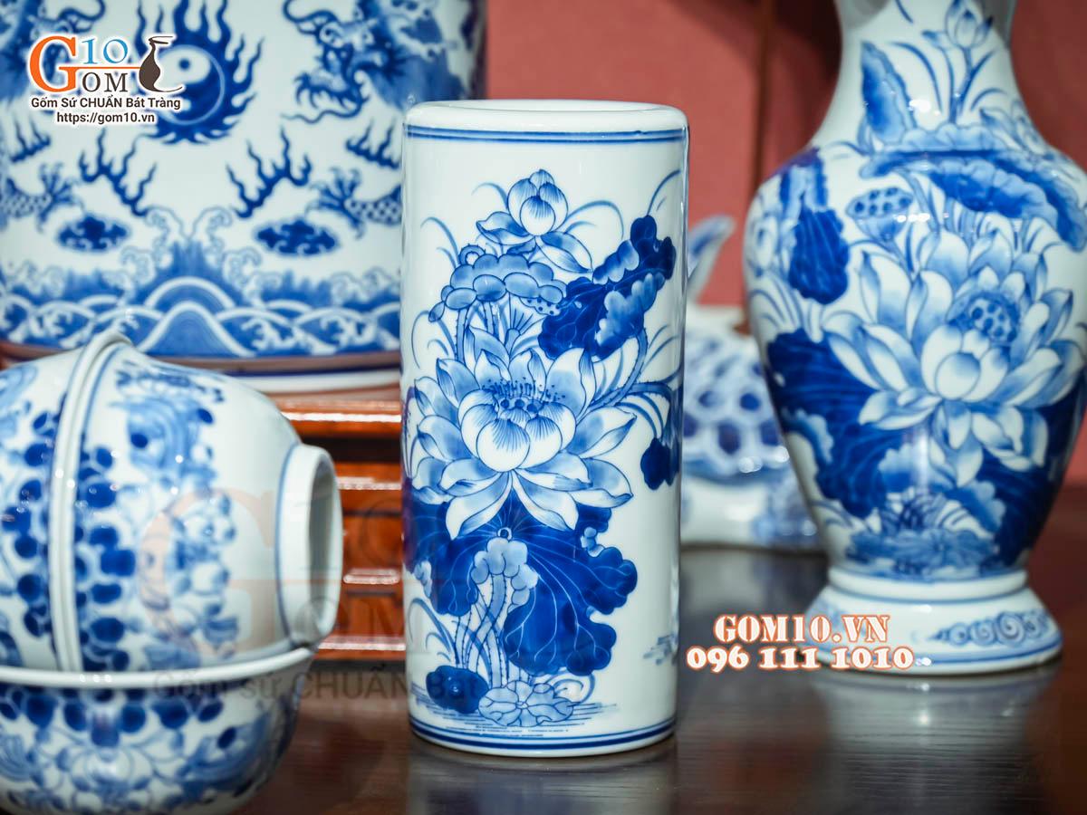 Bộ đồ thờ Như Ý Cát Tường men lam cổ cao cấp 05, cả đỉnh hạc Bộ đồ thờ Như Ý Cát Tường men lam cổ cao cấp 05, cả đỉnh hạc