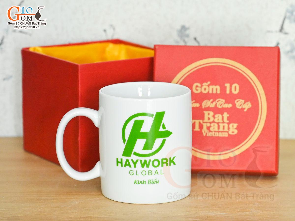 Cốc sứ quai tròn men trắng, in logo quà tặng Cốc sứ quai tròn men trắng, in logo quà tặng