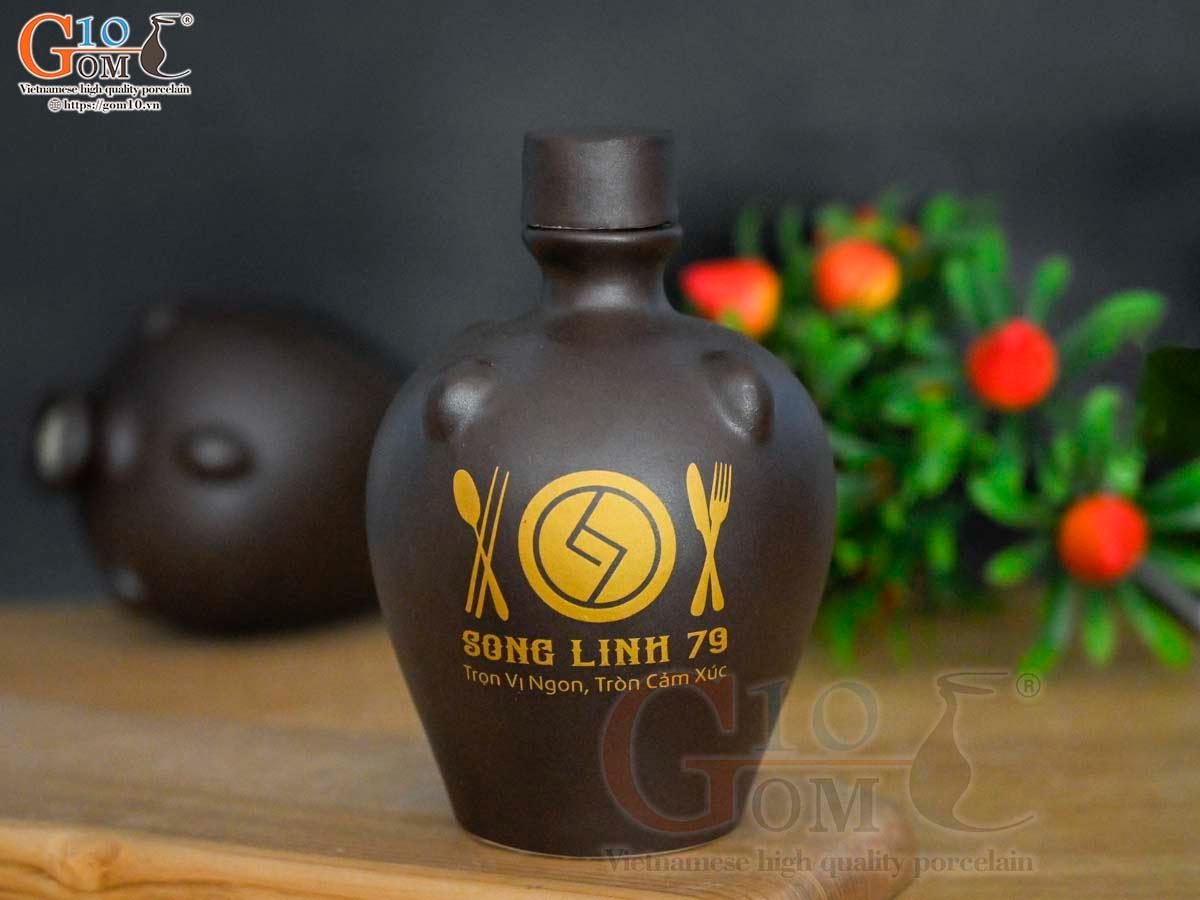 Nậm rượu gốm in logo Nậm rượu gốm in logo
