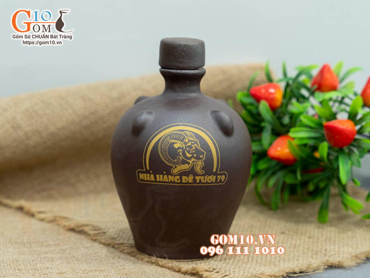Nậm rượu gốm in logo Nậm rượu gốm in logo