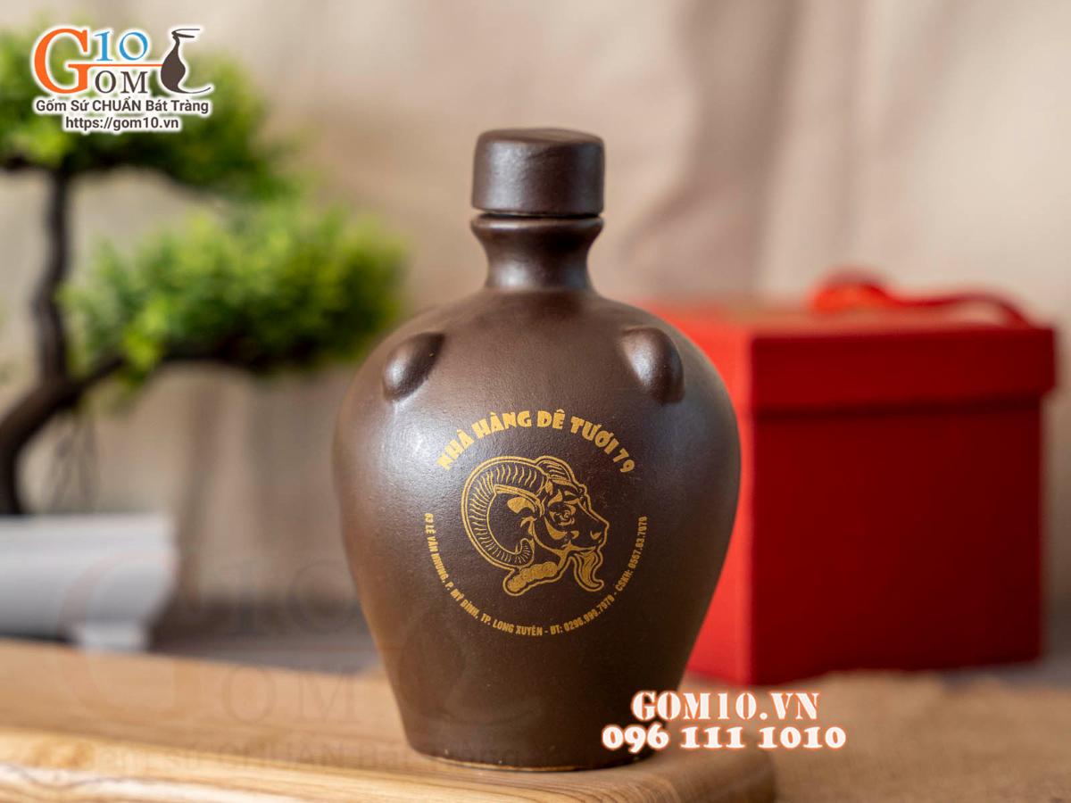 Nậm rượu gốm in logo Nậm rượu gốm in logo