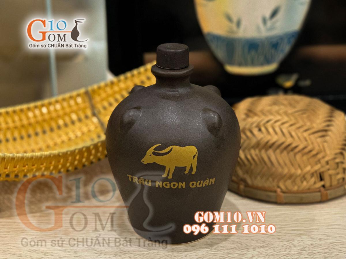 Nậm rượu gốm in logo