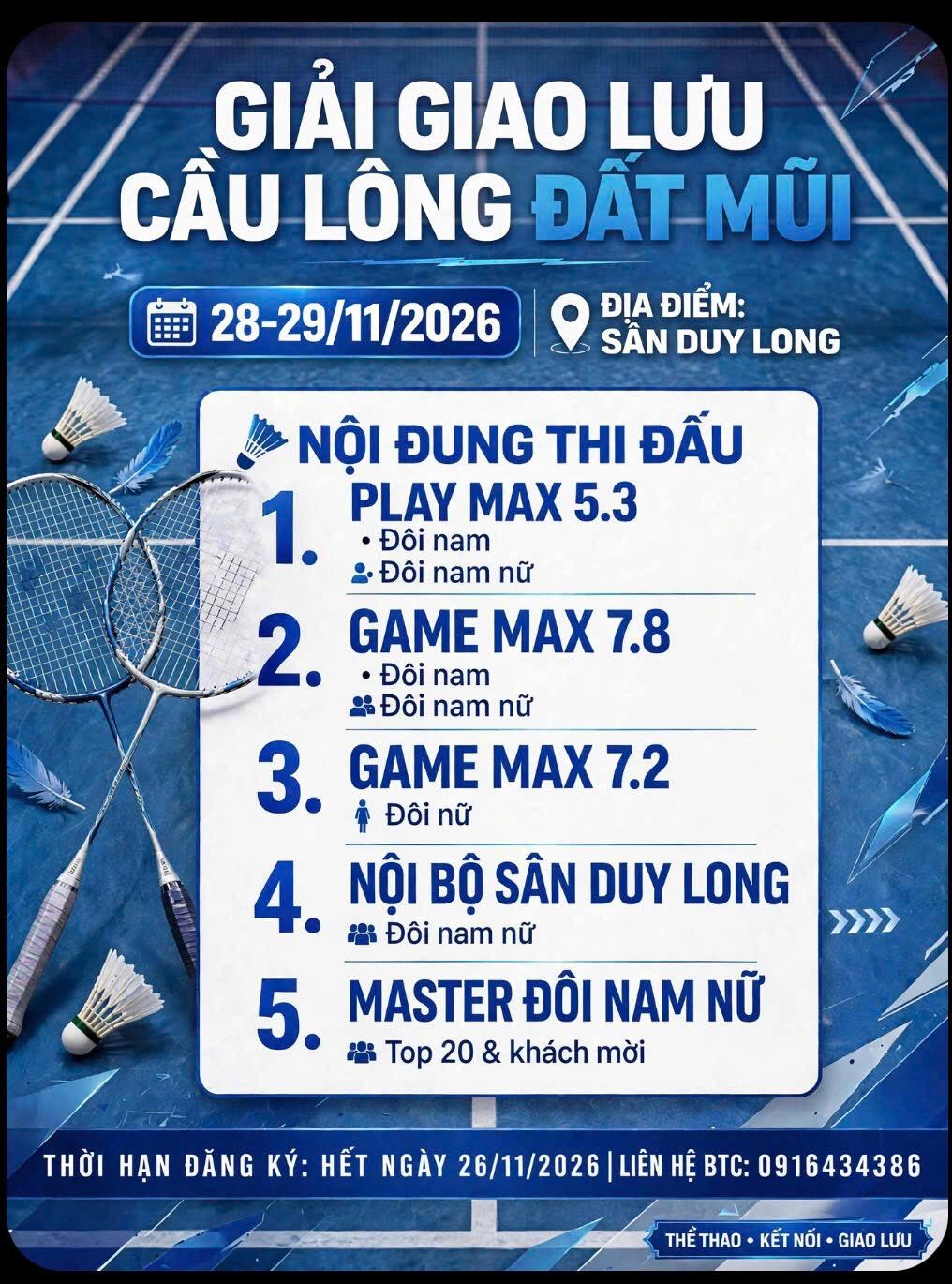 Giải giao lưu cầu lông Đất Mũi - ngày nhà giáo Việt Nam -  sân Duy Long