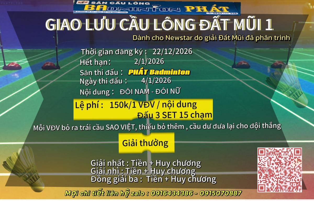 GIAO LƯU CẦU LÔNG ĐẤT MŨI LẦN 1