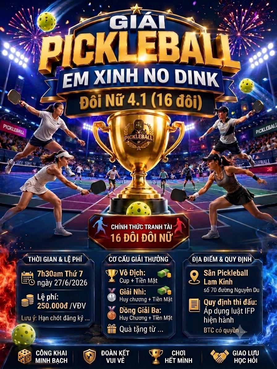 Giải pickleball Em Xinh No Dink 