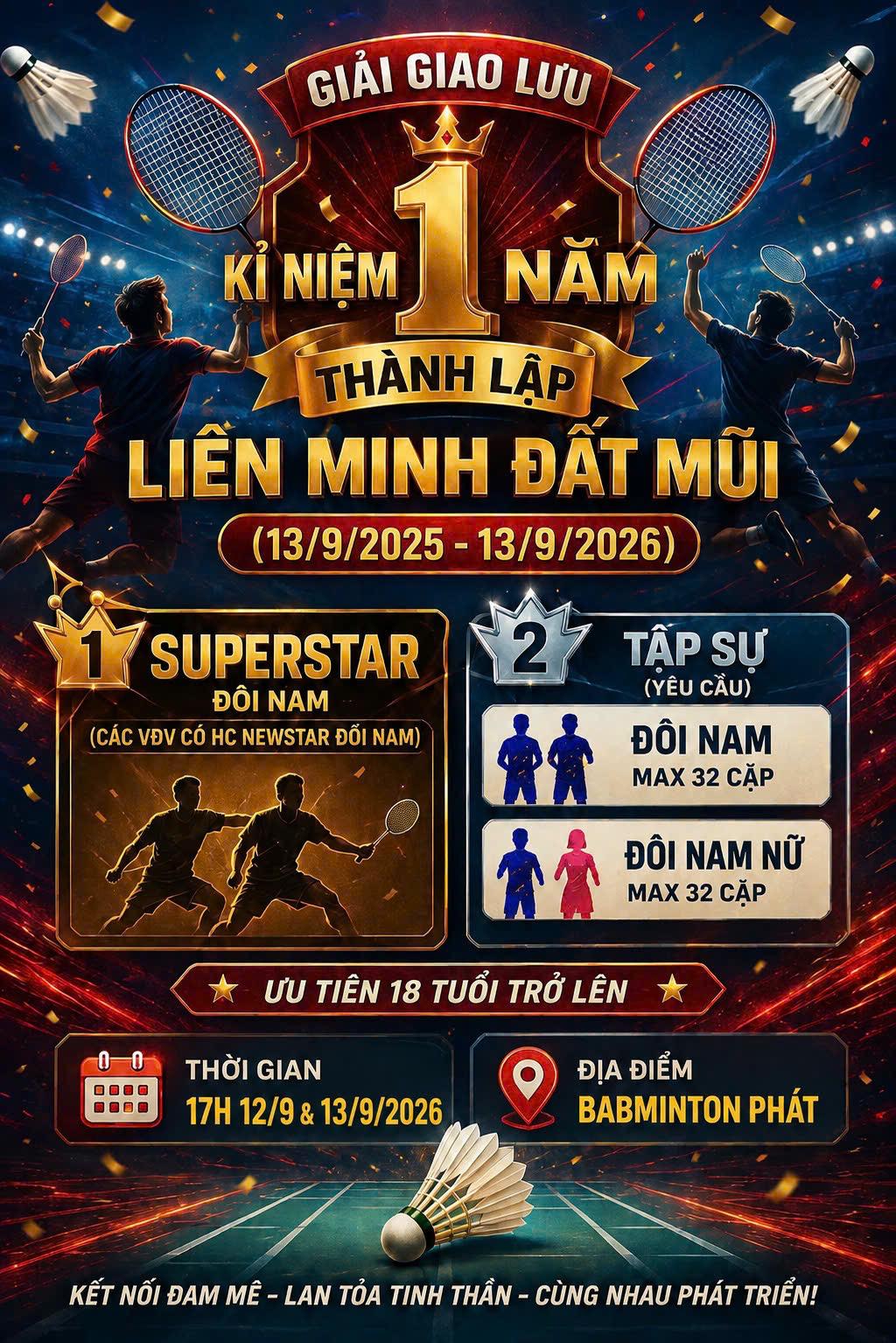 Giải giao lưu cầu lông Đất Mũi - kỷ niệm 1 năm thành lập