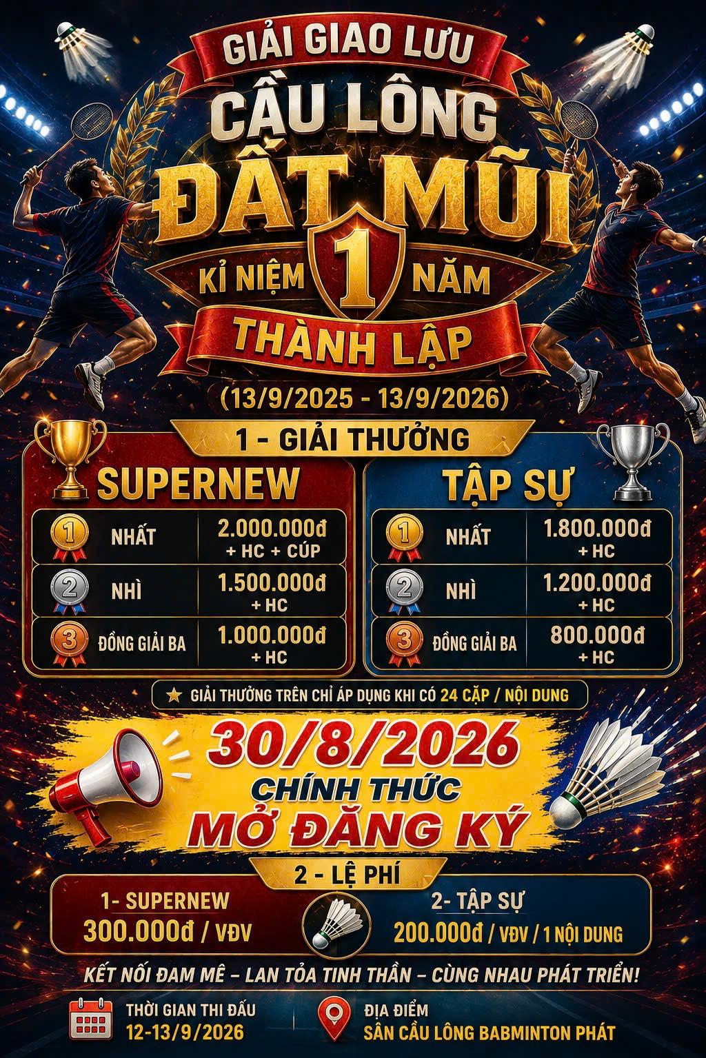 Giải giao lưu cầu lông Đất Mũi - kỷ niệm 1 năm thành lập