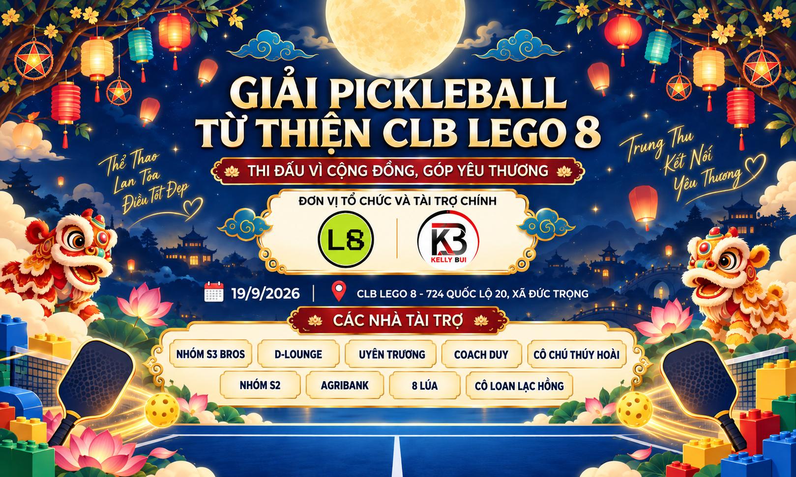 GIẢI PICKLEBALL TỪ THIÊN CLB LEGO8 - THI ĐẤU VÌ CỘNG ĐỒNG, ĐÓNG GÓP YÊU THƯƠNG