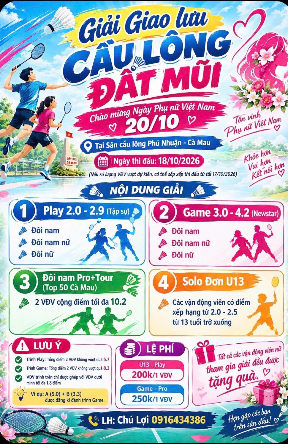 Giải Giao Lưu Cầu Lông Đất Mũi - ngày Phụ Nữ Việt Nam 20/10