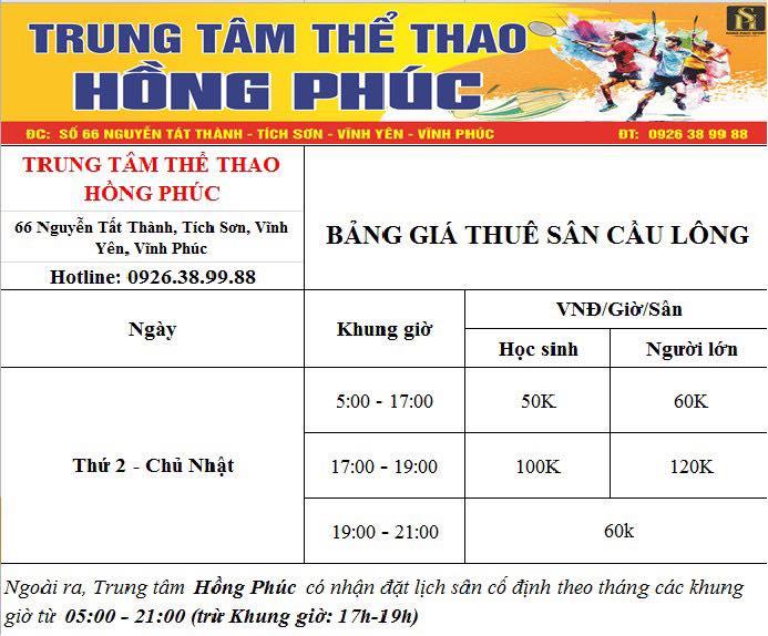 Sân Cầu Lông Hồng Phúc