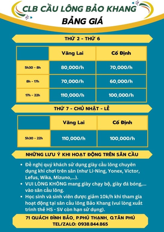 Sân cầu lông Bảo Khang 